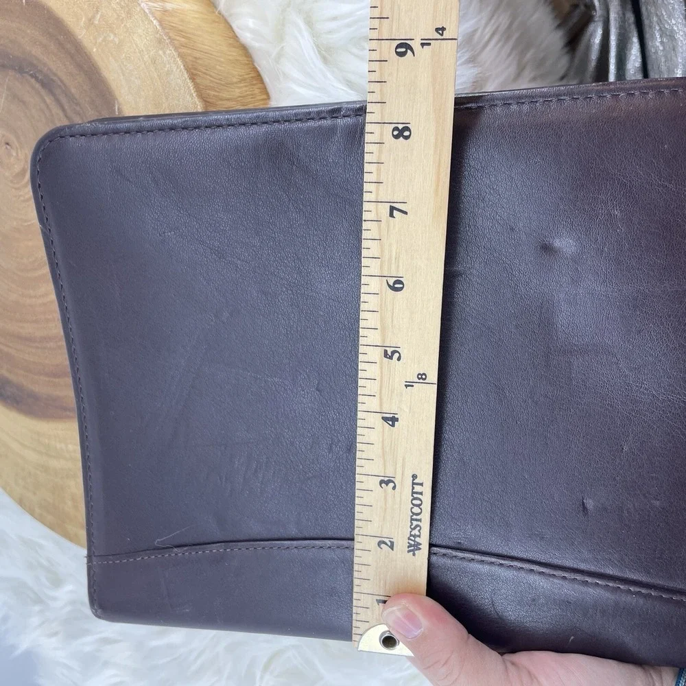 Vtg Franklin Quest Planner Binder‎ Brown Leather 7 Ring Notebook Zipper USA Made